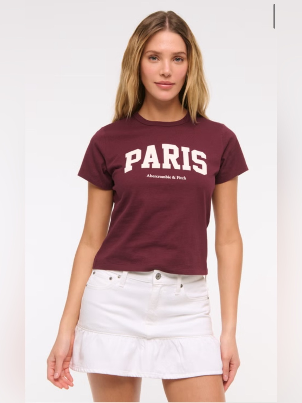Abercrombie & Fitch Mid Rise Drop-Waist Ruffle Denim Mini Skirt